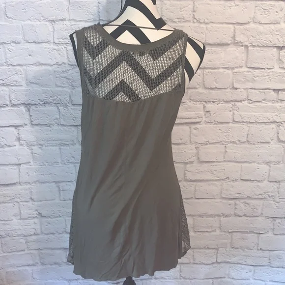 Cupio Lace Accented Olive Green Tank Top - Picture 3 of 5